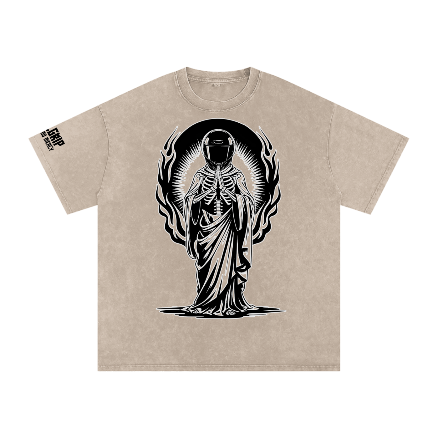 Bikers Prayer Snow Washed Oversized Cotton T-Shirt