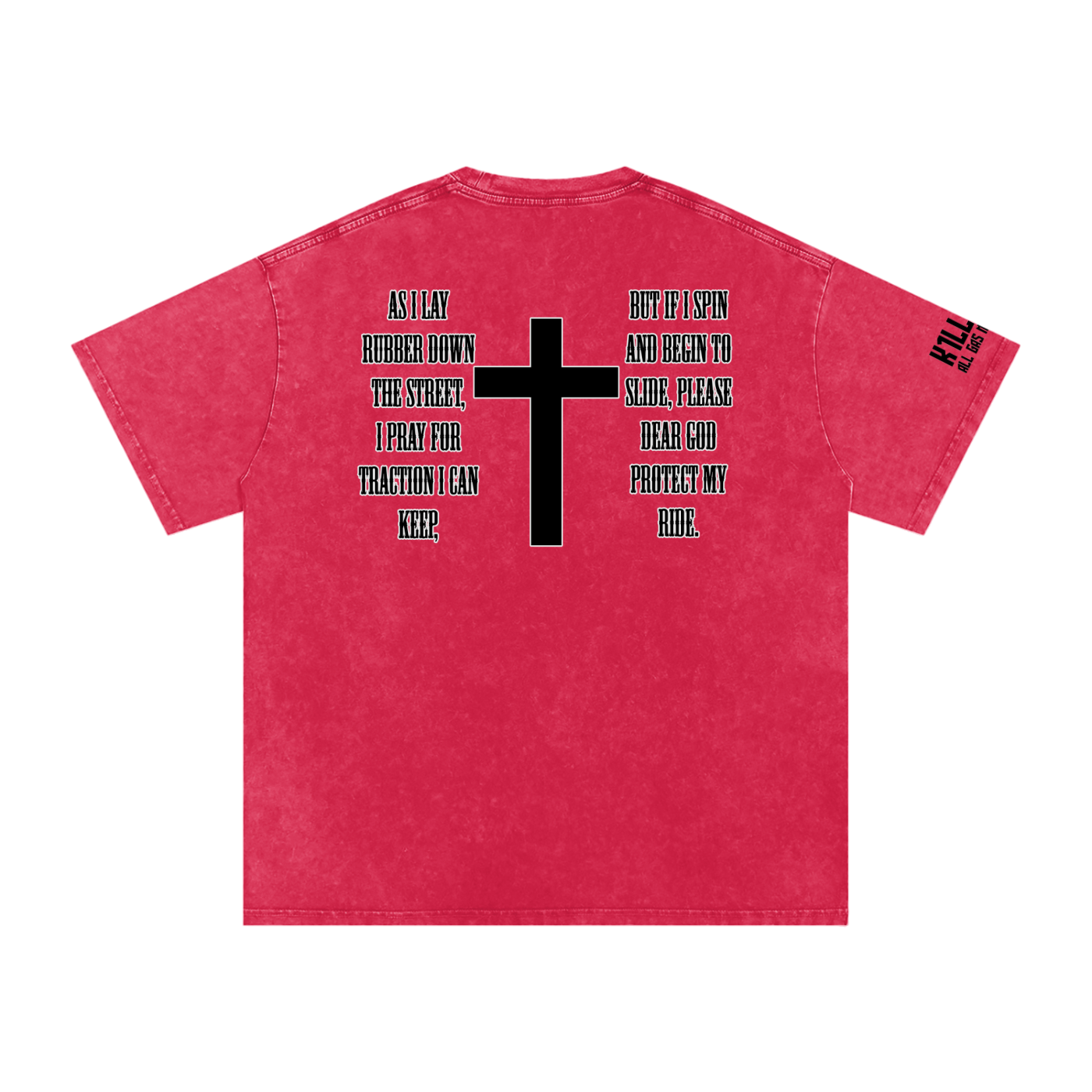 Bikers Prayer Snow Washed Oversized Cotton T-Shirt
