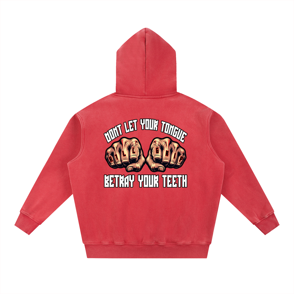 Teeth Snow Wash Fleece Oversize Hoodie