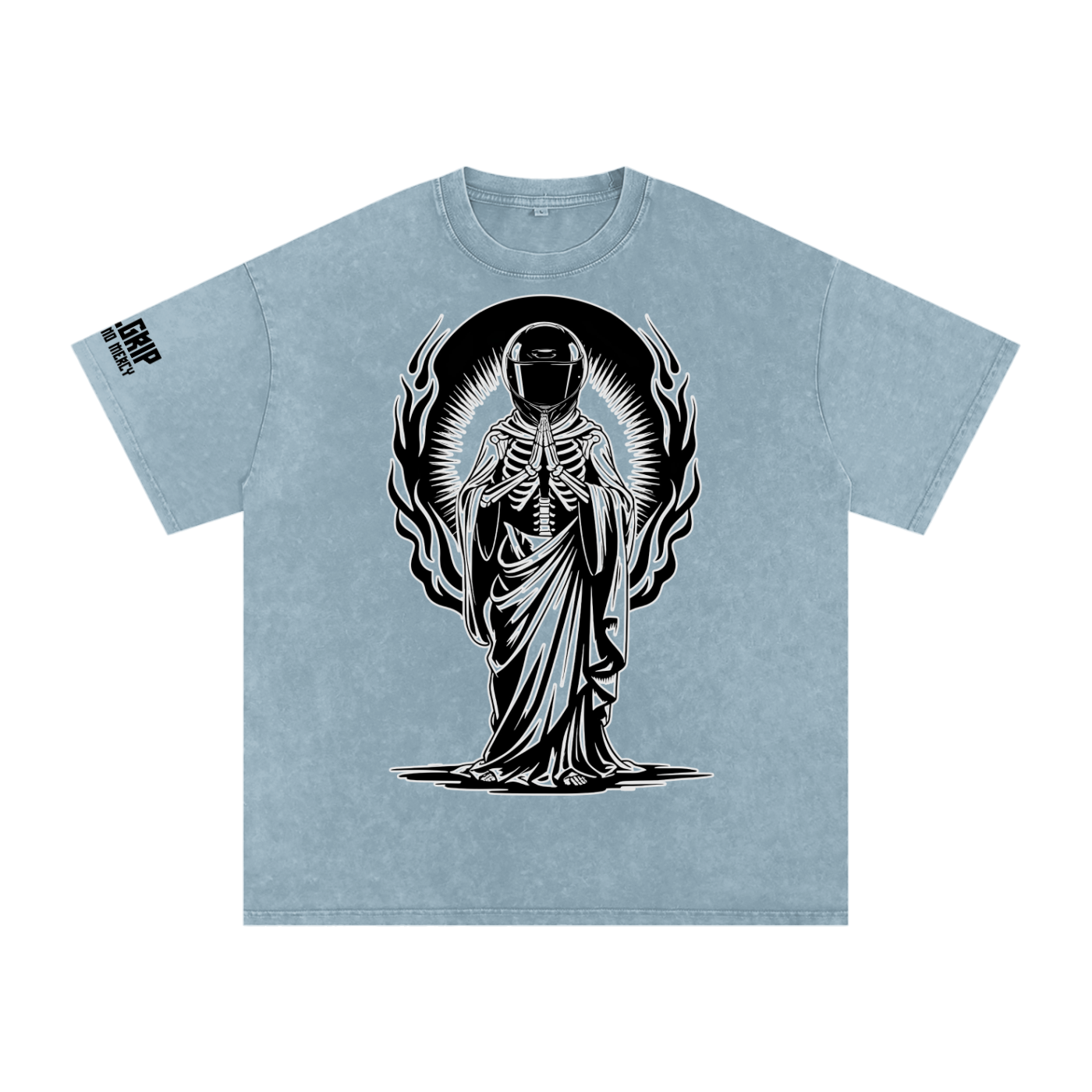 Bikers Prayer Snow Washed Oversized Cotton T-Shirt