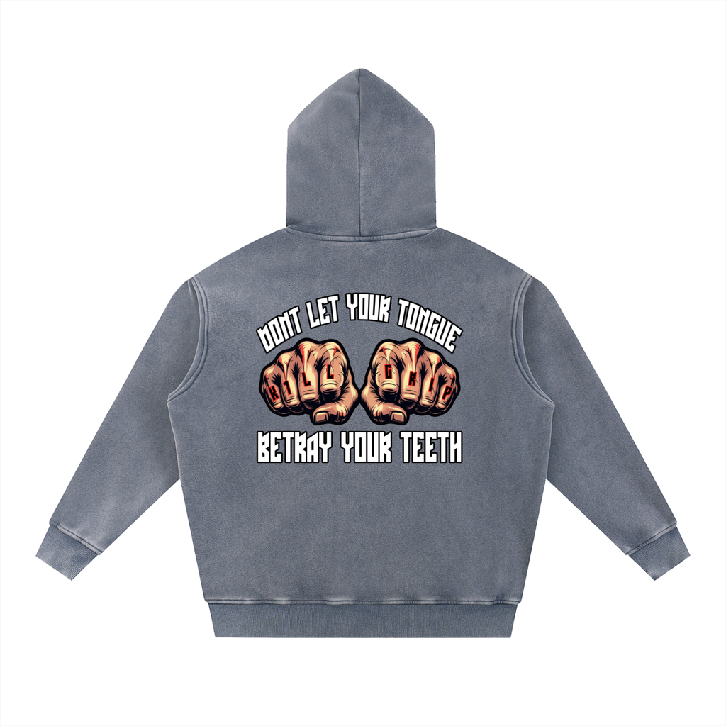 Teeth Snow Wash Fleece Oversize Hoodie