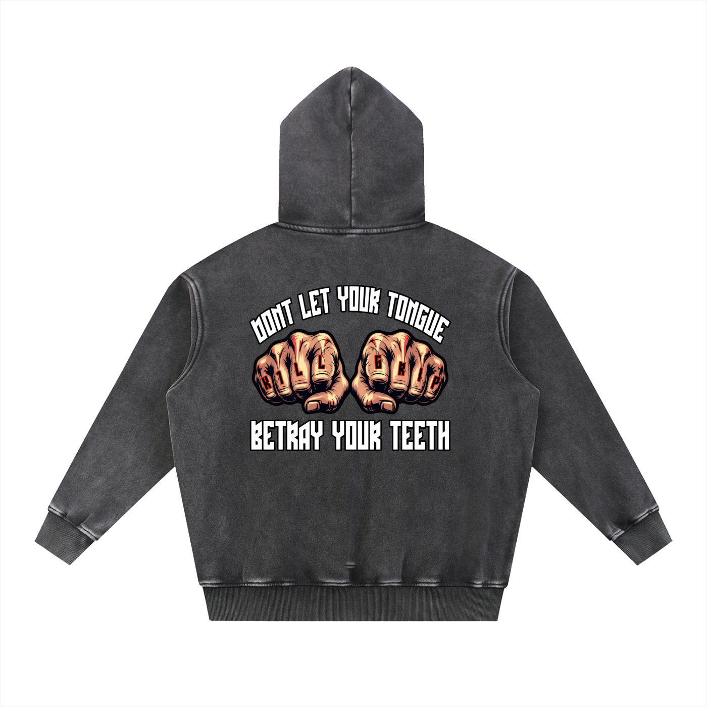 Teeth Snow Wash Fleece Oversize Hoodie