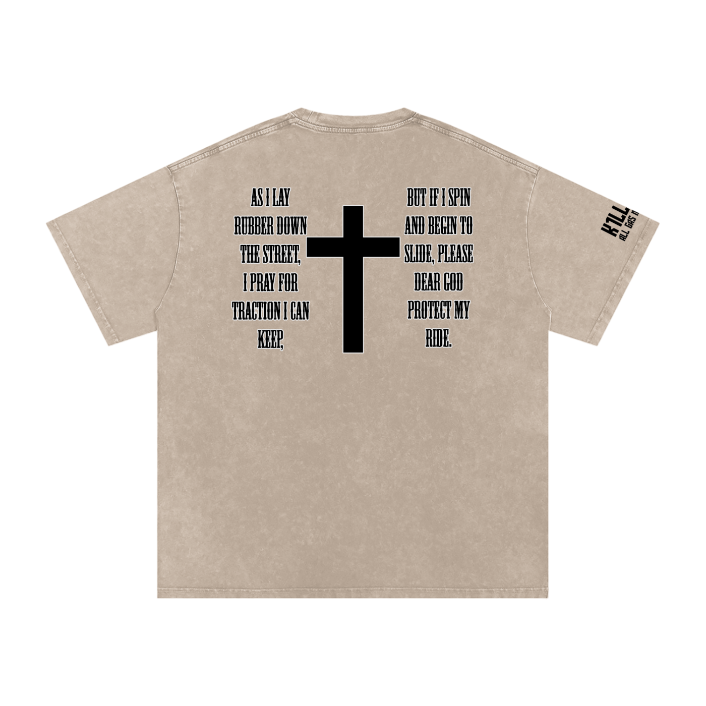 Bikers Prayer Snow Washed Oversized Cotton T-Shirt