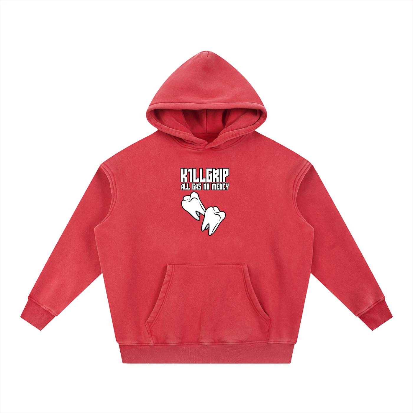 Teeth Snow Wash Fleece Oversize Hoodie
