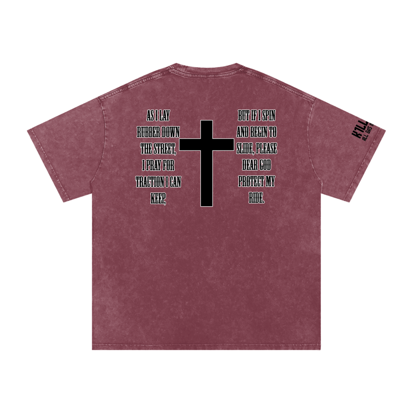 Bikers Prayer Snow Washed Oversized Cotton T-Shirt