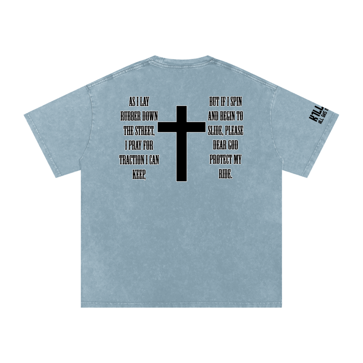 Bikers Prayer Snow Washed Oversized Cotton T-Shirt