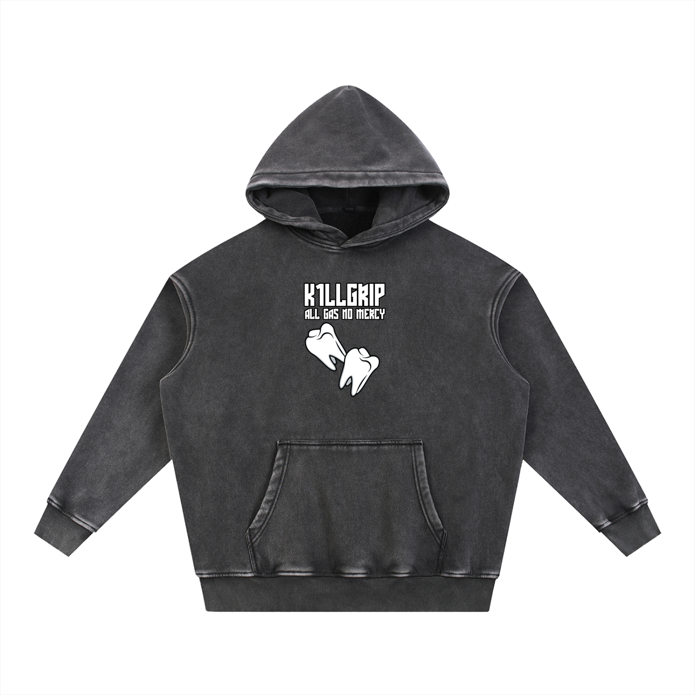 Teeth Snow Wash Fleece Oversize Hoodie